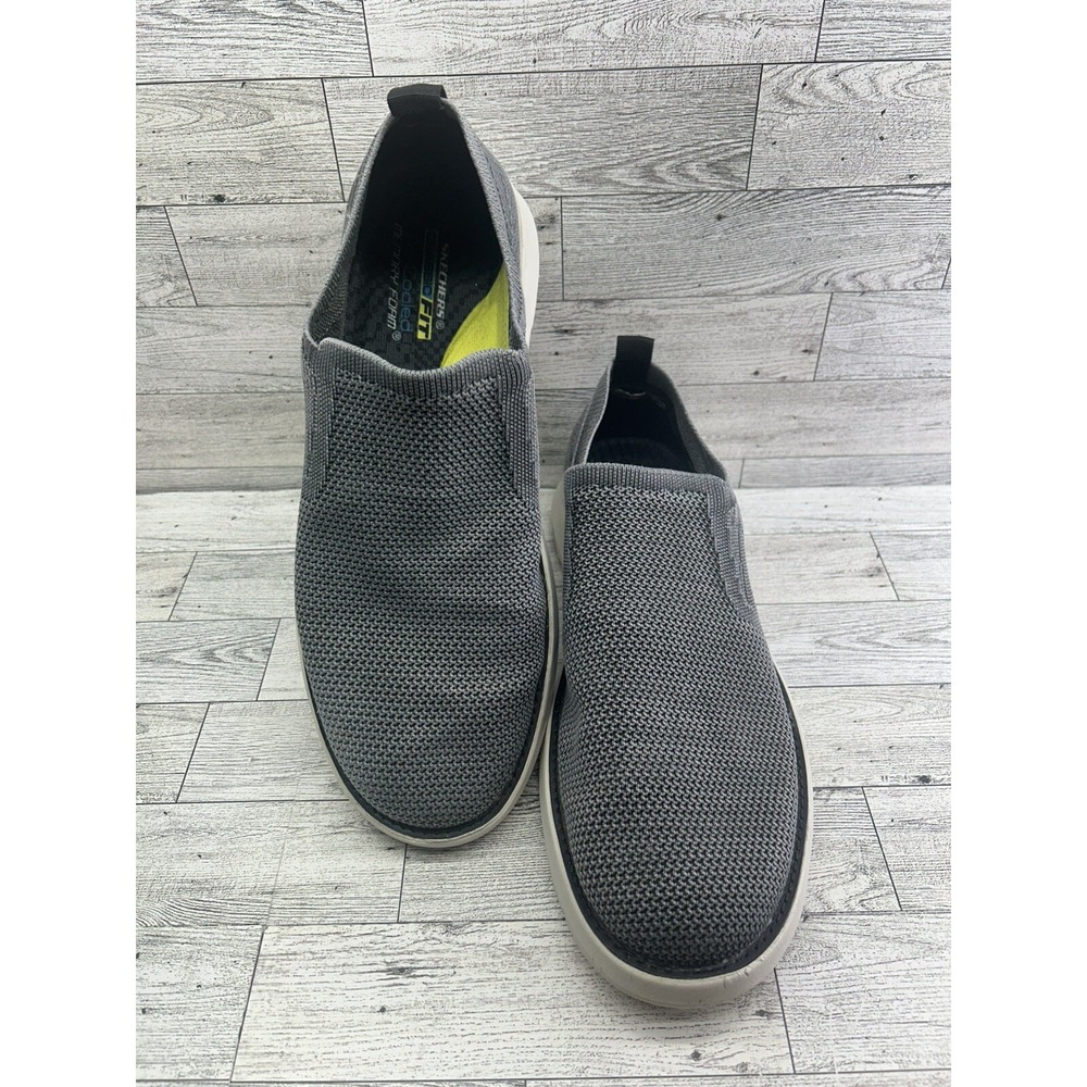 Skechers USA Men's Doveno-Oswyn Fly Rounded Toe Mesh Slip On Gray Shoes Sz 10.5